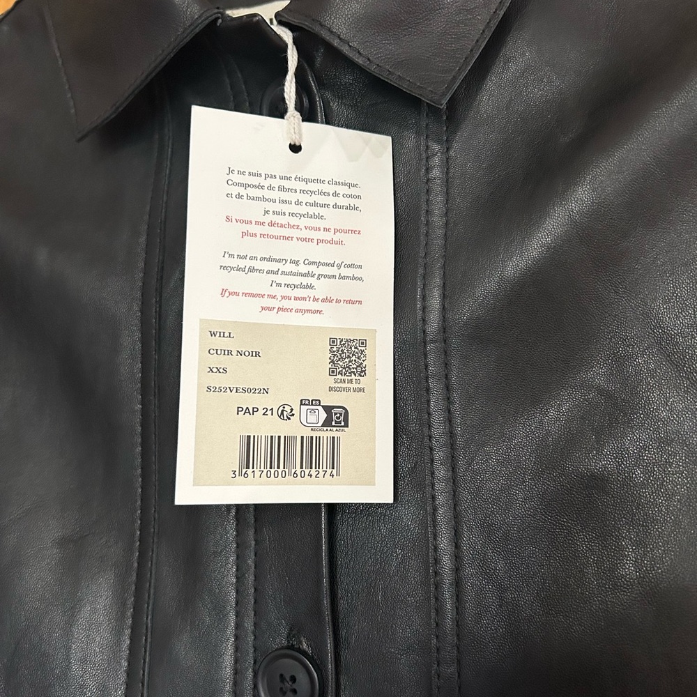 NWT Sezane Black Leather Will Jacket XS - Picture 5 of 5